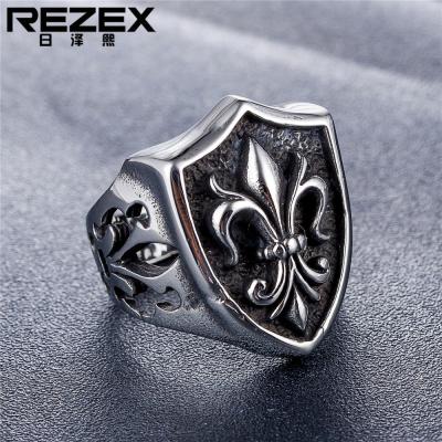 REZEX เครื่องประดับมงกุฎย้อนยุคคู่เหล็กไทเทเนียมผู้ชายผู้หญิงแหวนสไตล์พังก์