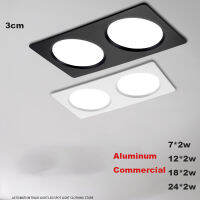 ไฟฝังเพดานกันหมอกแบบบางเฉียบไฟดาวน์ไลท์แอลซีดีแผงไฟเพดานสองหัวแบบหัวเดียว