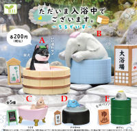 Original Genuine Capsule cute kawaii animals elephant black shiba inu bunny frog seal bathe in winter gashapon toys figures