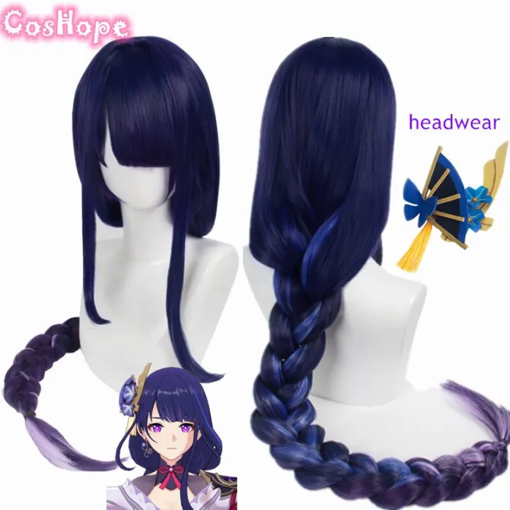 Baal Genshin Impact Cosplay Raiden Shogun Wig 110Cm Blue Purple Wig