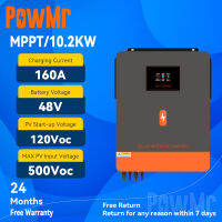 PowMr 10.2kw on-grid /off-grid hybrid inverter 48Vdc 230VAC PV Panel Input 500vdc Pure Sine Wave Solar Inverter Built in 180A MPPT Solar Charger Controller