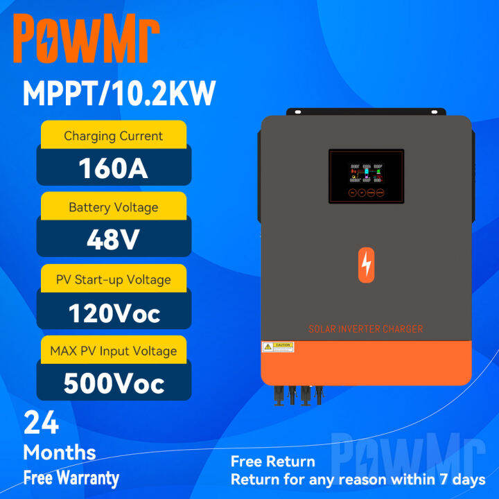 PowMr 10.2kw On-grid /off-grid Hybrid Inverter 48Vdc 230VAC PV Panel ...