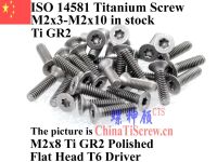 Sekrup Titanium ISO 14581 M2 M2x3 M2x4 M2x5 M2x6 M2x8 M2x10 Kepala Datar T6 Driver Ti GR2 10 Buah Sekrup QCTI