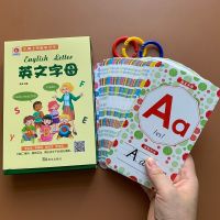 Age 2-6 Children Learn English Cards Thicken Waterproof 26 English Letters Words Teaching Material Card First Grade Picture Book Flash Cards Flash Car