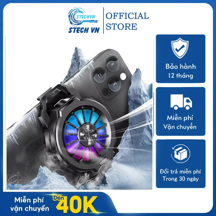 Quạt tản nhiệt điện thoại đa sắc RGB, Đế tản nhiệt điện thoại sò lạnh làm mát siêu nhanh- TẶNG BỘ BAO TAY GAME THỦ CHUYÊN NGHIỆP, Quạt làm mát kiểu… – No Brand – top1shop