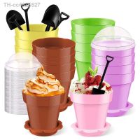 ♕●❈ Copos de Sobremesa Descartáveis com Tampas Pá e Colher Parfait Aperitivo Bowl Festa Cup 6.8oz 50 Pack