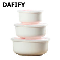 DAFIFY เซรามิกชามสดกล่องสามชิ้นชุดสูทกล่องอาหารกลางวันกล่องปิดผนึกเตาอบไมโครเวฟพิเศษที่มีฝาครอบ