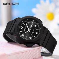 Luxury Brand SANDA Quartz Movement Watch Fashion Calendar Week Display Quartz Watch Ladies Mens Simple Dial New Mens Clock