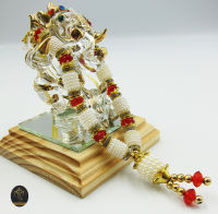 Ananta Ganesh ® พวงมาลัย handmade มุก ลูกปัดทอง (อินเดียแท้) ขนาด 5" พระพิฆเนศ Ma10 MAP