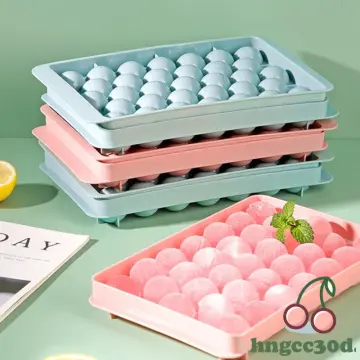 33 Grids Plastic Ice Cube Tray With Lid Round Ice Ball Maker Mold For  Refrigerator