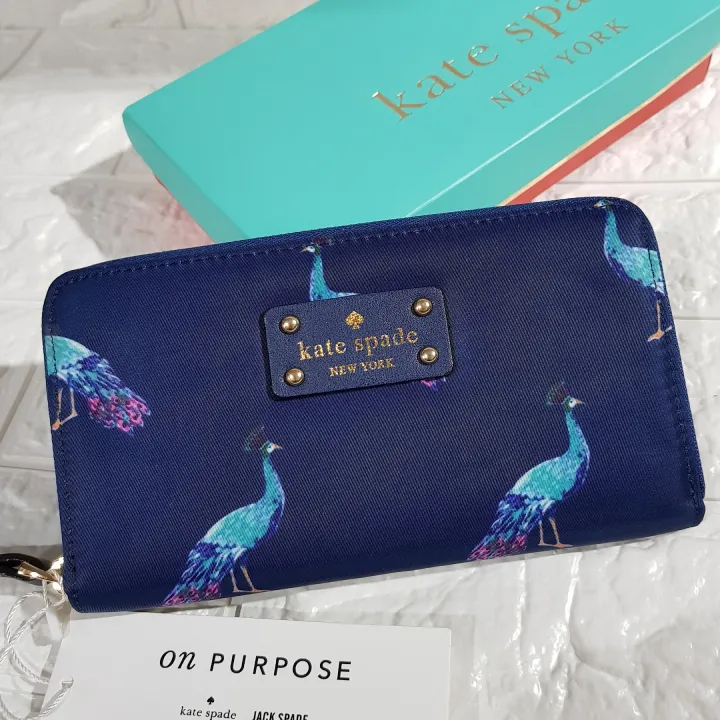 Kate Spade Classic Lyla Wallet - Peacock Print in Blue Nylon with Patch  Printed Logo | Lazada PH