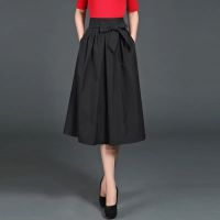 【CW】 2023 New Size Elastic Waist Up Skirt Office Pleated Korean Fashion