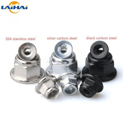 (JIE YUAN)2/5/10Pc M3 M4 M5 M6 M8 M10 M12สีดำคาร์บอน304 A2สแตนเลส Hex แปลนไนลอน Lock Lock Nut Self Locking Nylock Locknut