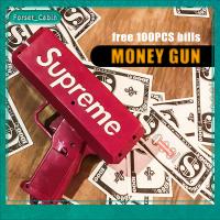 [Hot sales]Supreme Money Gun toy Spray Cash Cannon Gun super gun toy สามารถยิงได้จริง พร้อมแบงค์จำลองในกล่องให้ 100 ใบ 2nd Hold up to 100pcs bills Of Props Money Supreme