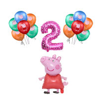 14Pcs Peppa Pig George Party บอลลูนอลูมิเนียมของเล่นจากภาพยนตร์ Peppa Pig วันเกิดคริสต์มาสห้องจัดปาร์ตี้ตกแต่งของขวัญเด็ก