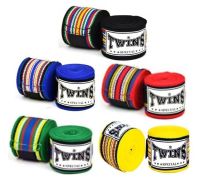 Twins Special Handwraps CH-2 ์Rainbow( 5 Meters) None elastic Black  Red Blue Yellow Green Muay Thai MMA K1 ผ้าพันมือเเบบไม่ยืด ทวินส์สเปเชียล สำหรับชกมวยไทย น้ำเงิน ดำ แดง เหลือง เขียว