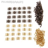 DRELD 40Pcs 13x12mm Mini Cabinet Drawer Door Butt Hinges Antique 4 Holes Jewelry Boxes Decorative Hinges for Furniture Hardware