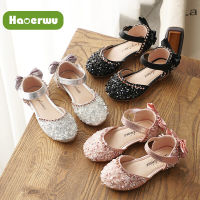 HAOERWU Rhinestone Soft Sole รองเท้าแตะหญิงรองเท้าเจ้าหญิงรองเท้าเด็กผู้หญิงรองเท้าหนัง