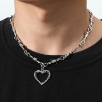 Small Wire Brambles Iron Love Heart Choker Necklace Women Hip-hop Gothic Punk Style Barbed Wire Little Thorns Chain Choker Gifts Fashion Chain Necklac