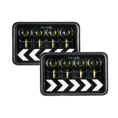 【Headlight อุปกรณ์เสริม】2Pcs 4x6ไฟหน้า LED นิ้ว H4 Plus 60W