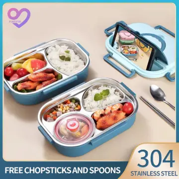 Double Layer Stainless Steel Lunch Box With Soup Bowl Leak-Proof Bento Box  Dinnerware Set Microwave Adult Student Food Container