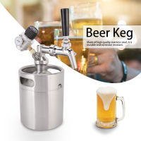 2L สแตนเลส Homebrew Mini Keg Kit เบียร์ Tap + Spear + Keg + เครื่องวัดความดัน