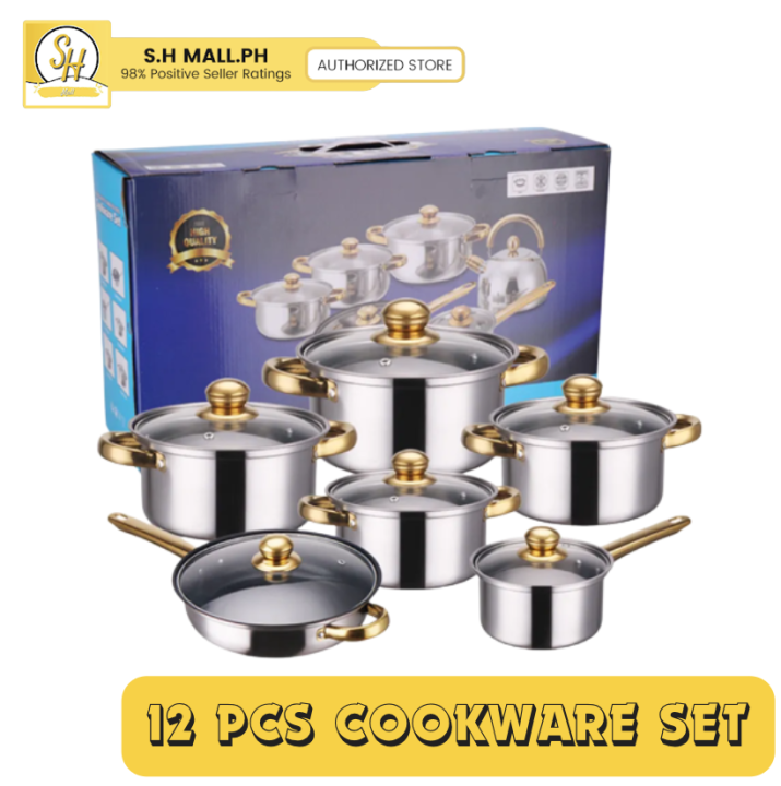 12PCS Set Stainless Steel Cookware Set Nonstick Kitchenware Cooking