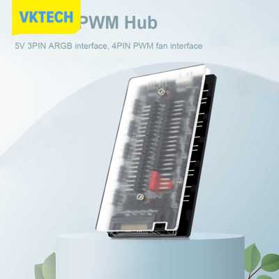 [Vktech] พัดลมทำความเย็นตัวควบคุม ARGB 10-In-1การควบคุมอุณหภูมิฮับต่อพ่วงการซิงโครไนซ์ฮับ PWM สำหรับ Casing PC แชสซี