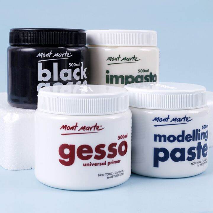 Mont Marte Universal Primer 500ML White Gesso Black Gesso Impasto