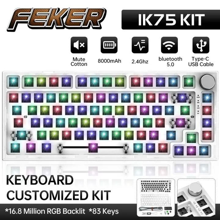 IK75 PRO FEKER Mechanical Gaming Keyboard DIY Kit Bluetooth 5.0+2.4G