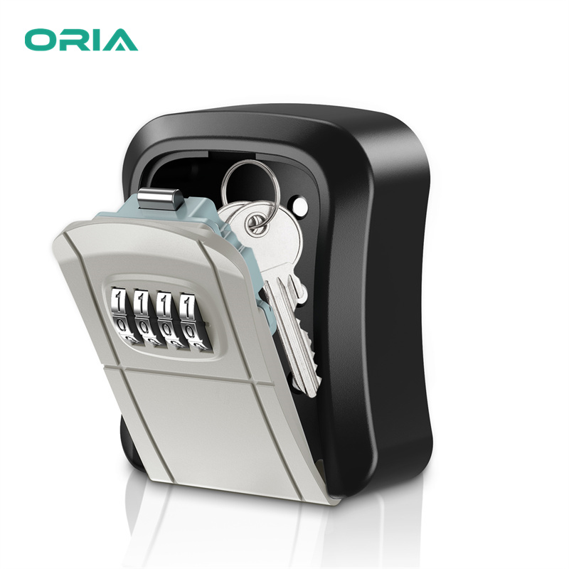 6.73inch ORIA Key Storage Lock Box Waterproof for Indoors and Outdoors 7 Keys Capacity with Removable Shackle 4 Digit Combination Lock Box Key Safe Wall Mounted Lock Silver 