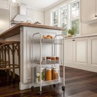 3-Tiered Narrow Rolling Storage Shelves - Mobile Space Saving Utility Organizer Cart For Kitchen, Bathroom, Laundry, Garage Or