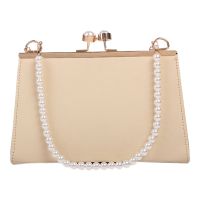Pearl Womens Shoulder Bag Fashion PU Leather Elegant Messenger Bag Luxury Handbag Casual Small Square Bag