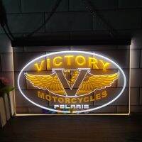 Victory อุปกรณ์มอเตอร์ไซค์รถบาร์เบียร์ผับคลับ2หน้าจอสี-ป้ายไฟนีออน LED Wall Art สำหรับบ้าน,ห้อง,ห้องนอน,สำนักงาน