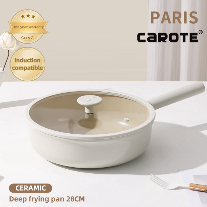 28cm Ceramic Non-sticky Frying Pan White Carote Brand. - Skillets