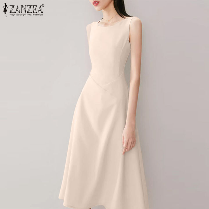 สินค้ามาใหม่-จัดส่งฟรี-fancystyle-zanzea-ชุดเดรสเข้ารูปแขนกุดสไตล์เกาหลีของผู้หญิงเที่ยวกลางคืนชุดเดรสมิดีเสื้อสายเดี่ยวสีพื้น-11