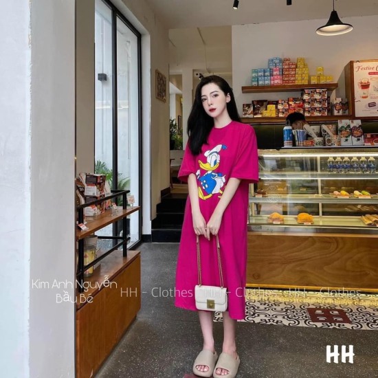Mua Đầm suông nữ - váy suông Linen cổ tròn dáng rộng ngắn tay, chất liệu  Linen cao cấp, phong cách nữ trẻ trung Đũi Việt - Màu Hồng - L tại