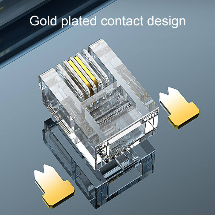 ขนาดใหญ่100pcs-ตัวเชื่อมต่อโทรศัพท์-high-fidelity-stable-transmission-rj11โปร่งใส6p4c-modular-หัวสายสำหรับเครื่องแฟกซ์100pcs-โทรศัพท์ที่ยอดเยี่ยม