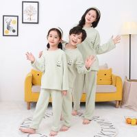 [COD] Parent-child pajamas autumn and winter bayberry velvet girls long-sleeved baby big children daughter cute home service suit