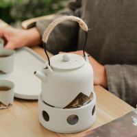 Far Mountain Ceramic Beam Pot Teapot Rough Pottery Warm Tea Set Flower Teapot Candle Tea Warmer Insulation Base Tea Stove