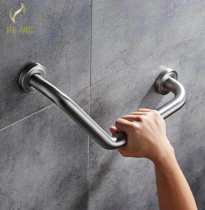 Bathroom Bathtub Black Stainless Steel Armrest Toilet Handle Grab Bar ...