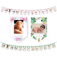 Unicorn Flamingo Birthday Banner Hawaii Flamingo Photo Wall Photo Clip Banner BabyShower Happy 1st Hawaiian Aloha Party Decor Banners Streamers Confet