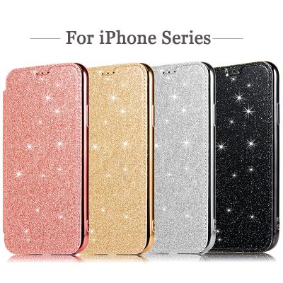 กากเพชรส่องแสงเป็นประกายวิบวับเคสกระเป๋าเงินแบบฝาพับหนังสำหรับ Iphone 12 Mini 11 Pro XS Max XR X 8 7 6 6S Plus 5 5 5S SE 2020เคส TPU นิ่มด้านหลังใส