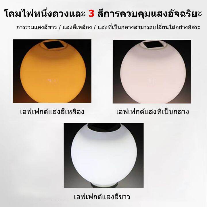 jd-ไฟทางโซล่าเซลล์-โคมไฟหัวเสา-3สีในโคมเดียว-30cm-โซล่าเซล-ไฟ-led-โซล่าเซลล์-รับประกัน-3-ปี-กันน้ำip67-โคมไฟ-โซล่าเซลล์