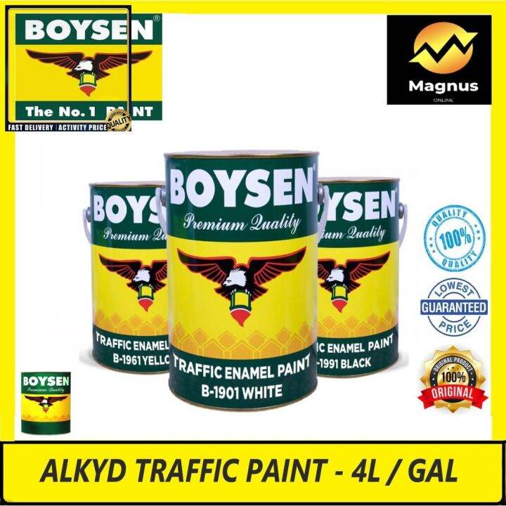 BOYSEN Alkyd Traffic Paint White Yellow Black - 4L / GAL | Lazada PH