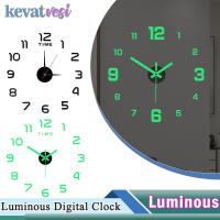 ZZOOI 3D Luminous Wall Clock Frameless DIY Digital Clock Office Home Living Room Punch-Free Wall Sticker Clocks