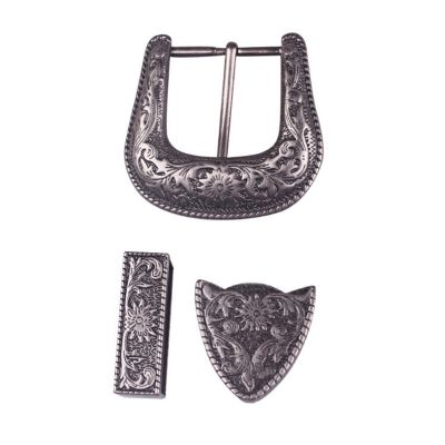 【CW】✘☸♧  3pcs parts/set vintage carve handmake leather craft belt buckle set