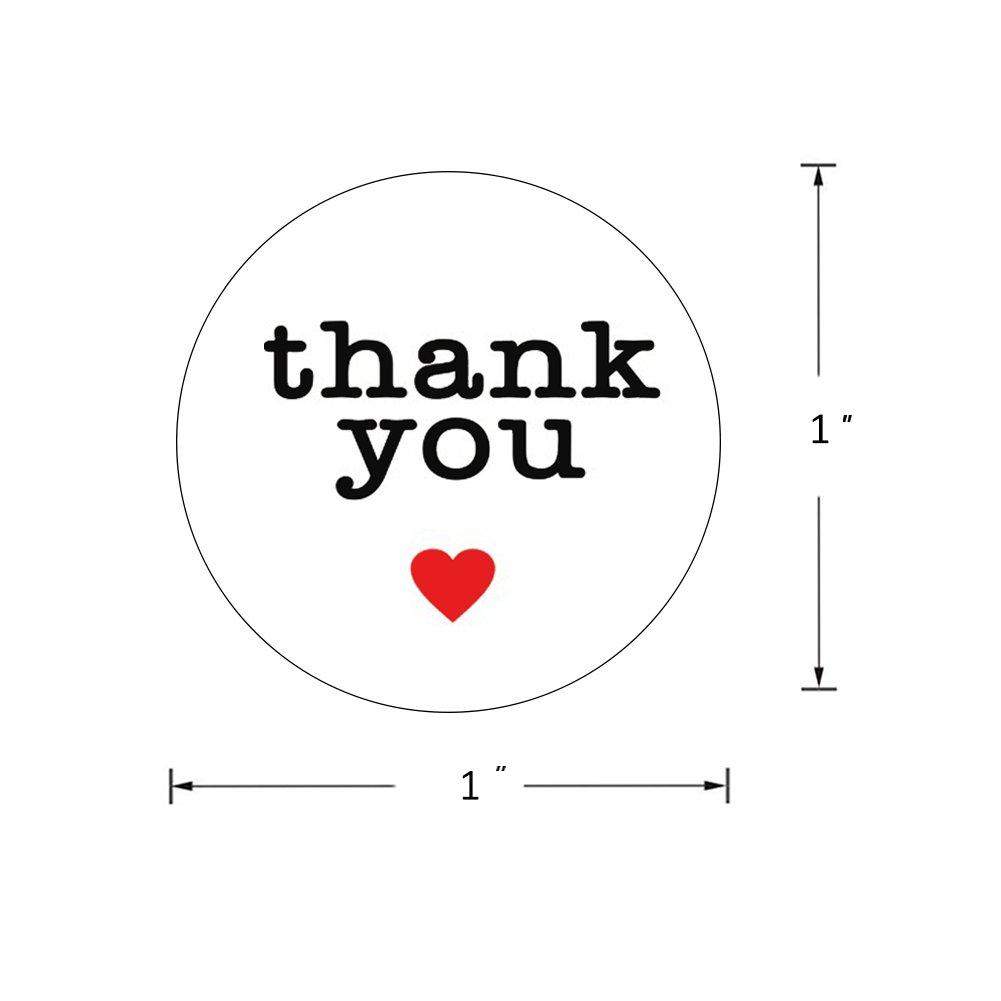 Pack of 504 1 Inch Round Thank You Sticker Labels with Black Hearts 