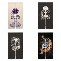 【HOT】◎ Door Curtain Alien Astronaut Noren Partition Bedroom Entrance Doorway Hanging Half-curtains