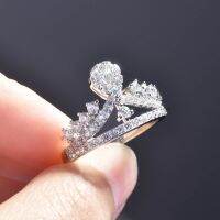 [COD]DR เครื่องประดับ Cincin Perempuan แฟชั่นอุปกรณ์เสริมสแตนเลสแหวนมงกุฎที่สวยงาม Creative Micro-Encrusted แหวนเพชรสำหรับผู้หญิง